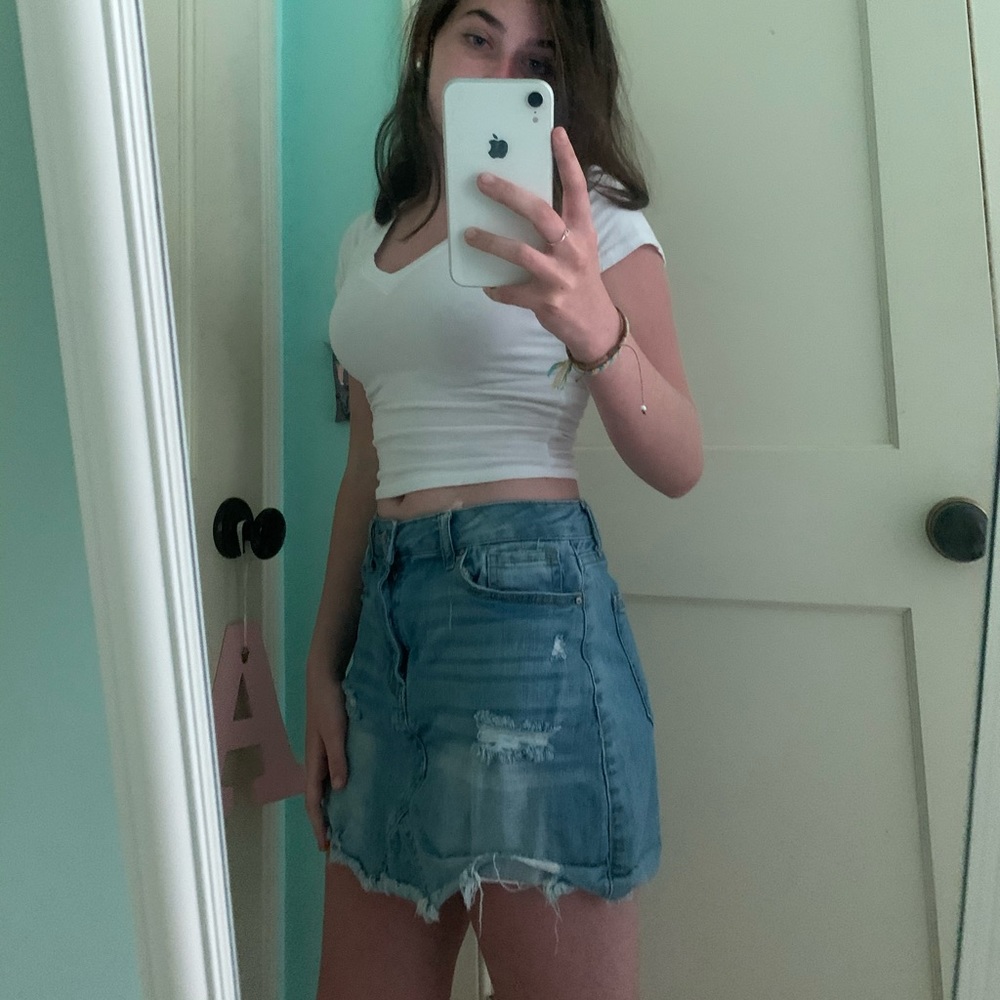 Ripped jean skirt